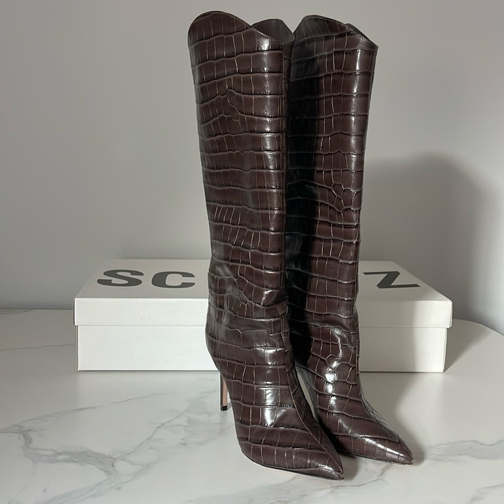New Schutz Maryana Boots Crocodile Skin